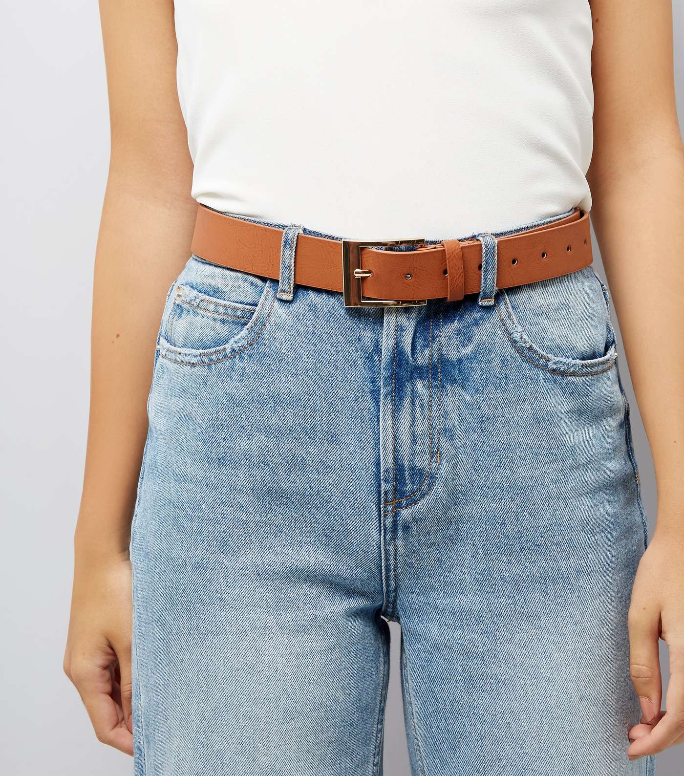 Tan Leather-Look Hip Belt