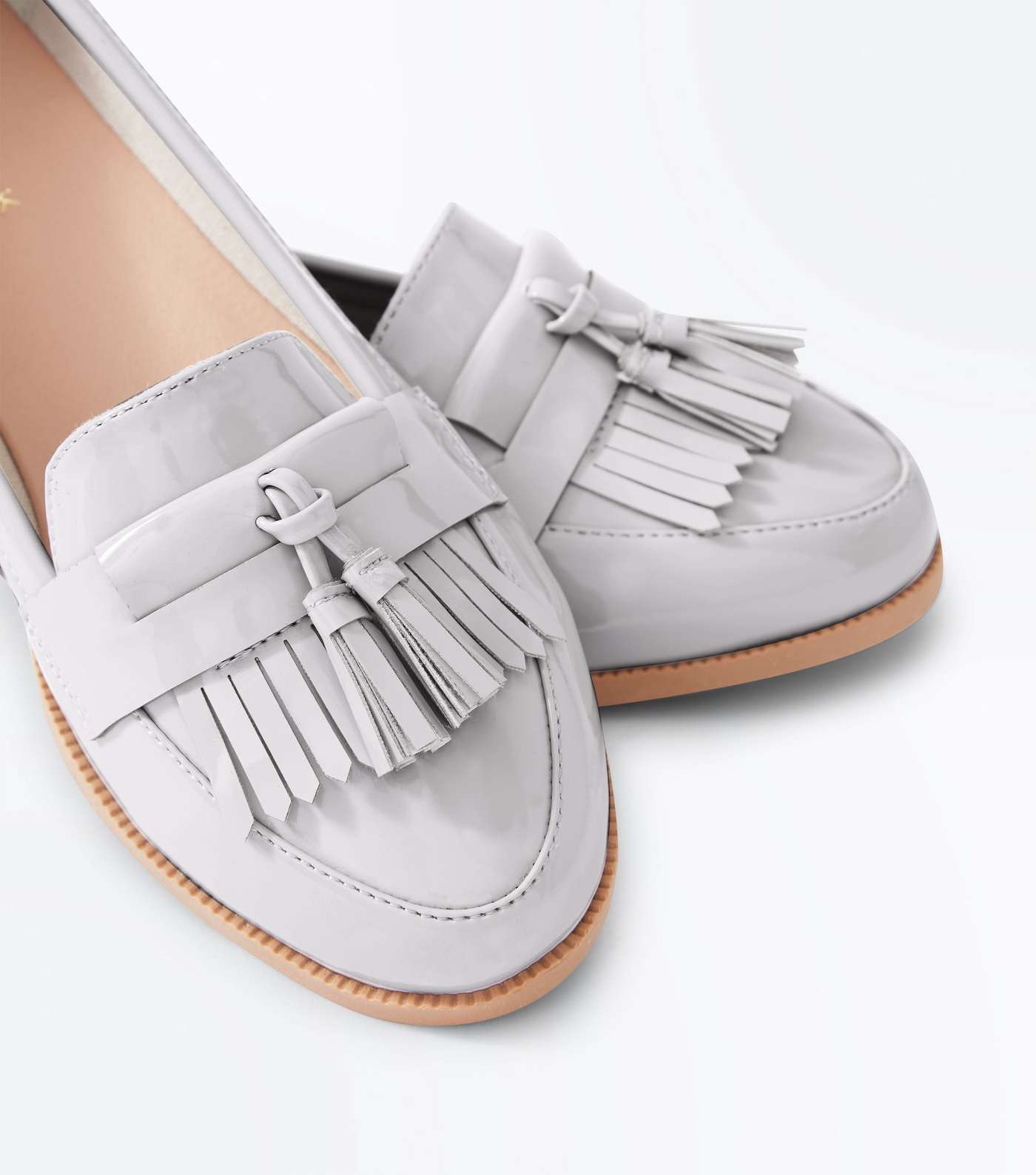 Grey Patent Fringe Front Loafers Image 4