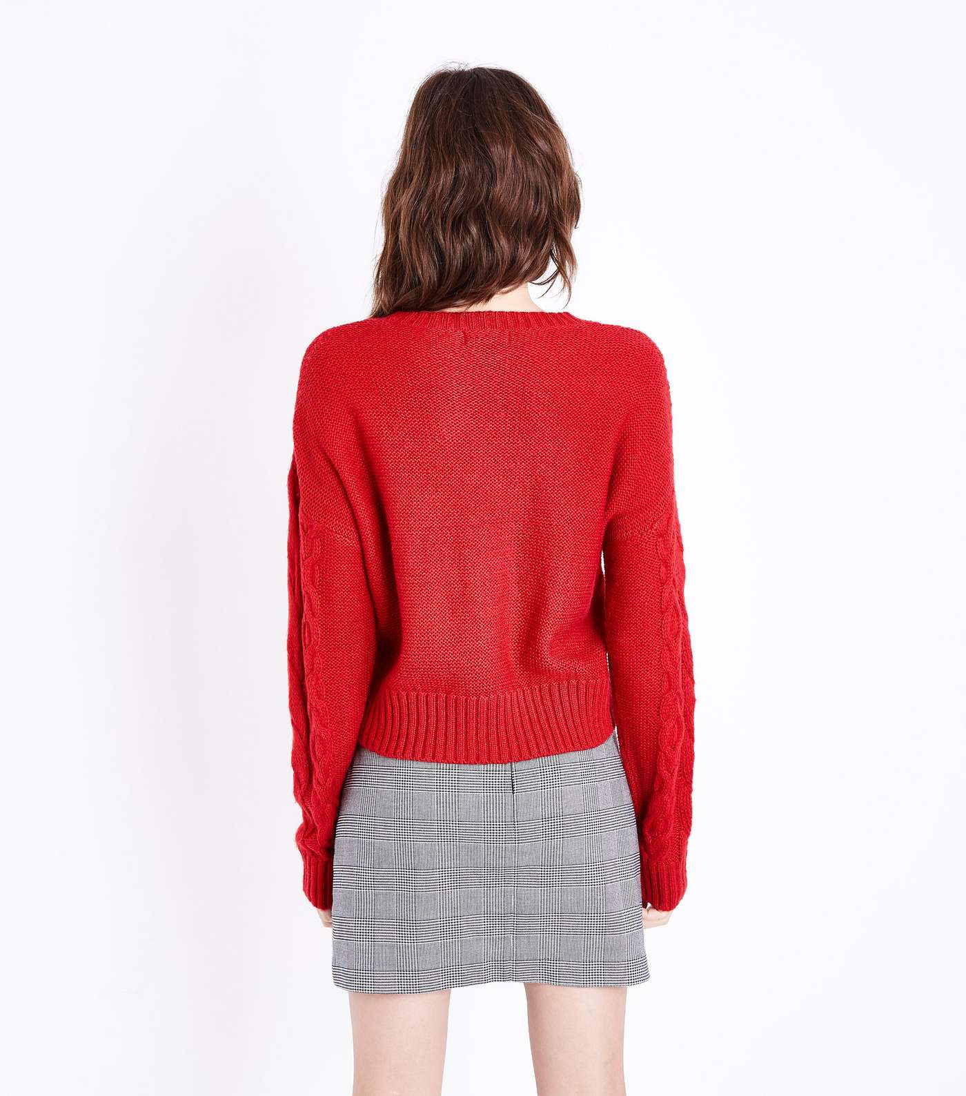 Red Cable Knit Jumper Image 3