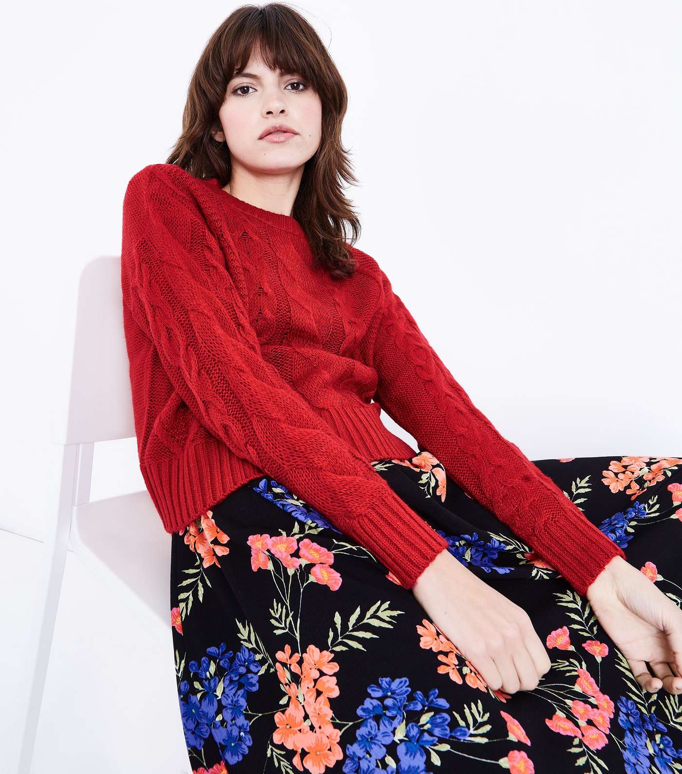 Red Cable Knit Jumper Image 5