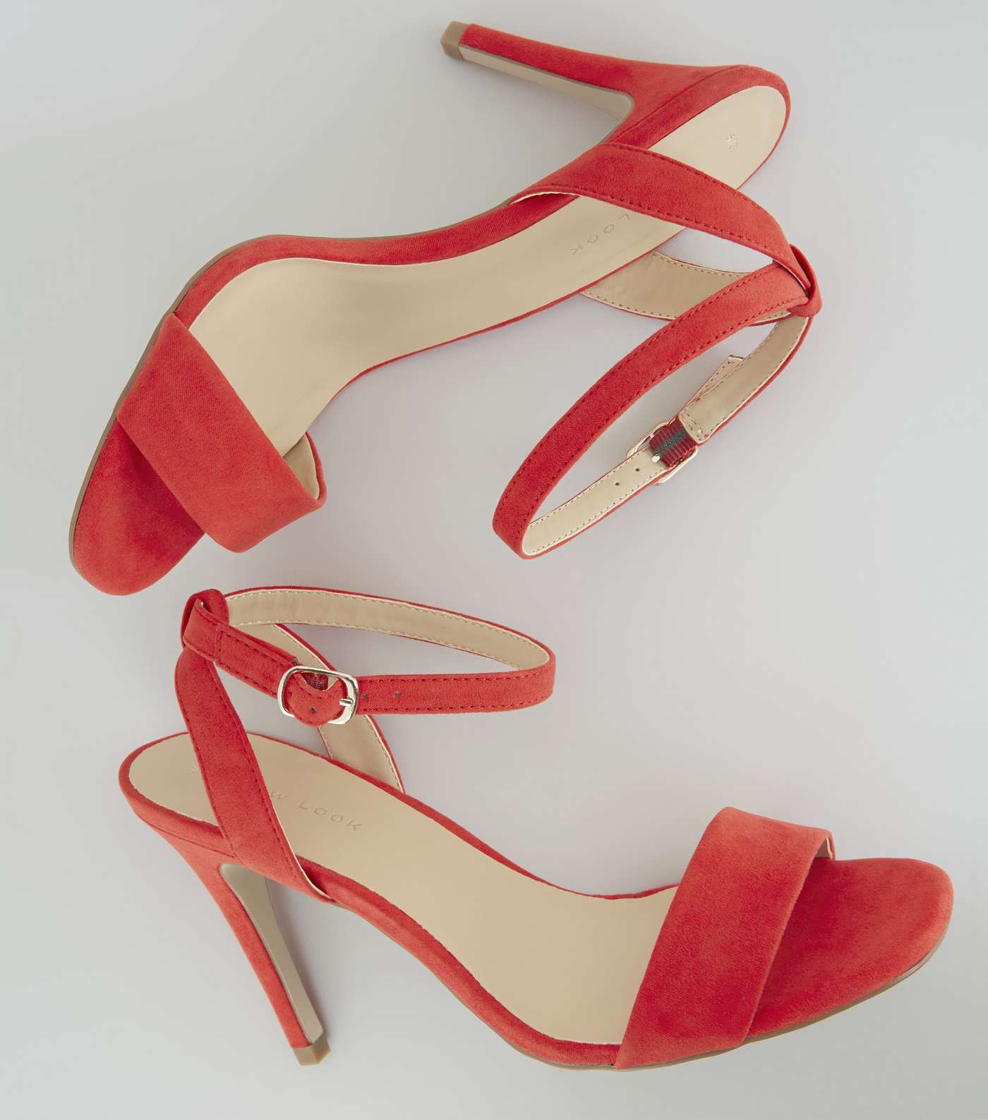 Red Suedette Ankle Strap Heels Image 4