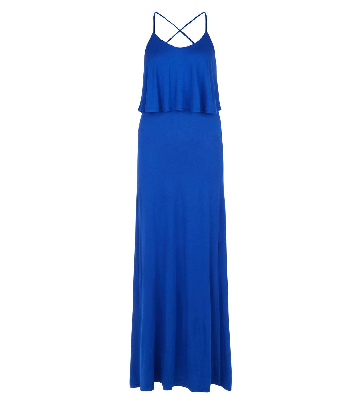 Blue Layered Split Side Maxi Dress  Image 3