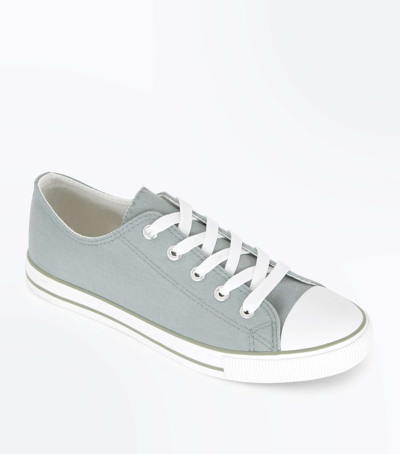 Mint Green Canvas Stripe Sole Trainers