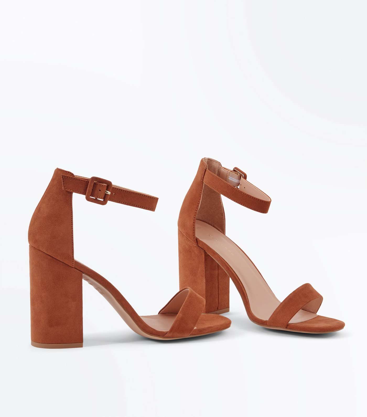 Tan Suedette Barely There Block Heels Image 4