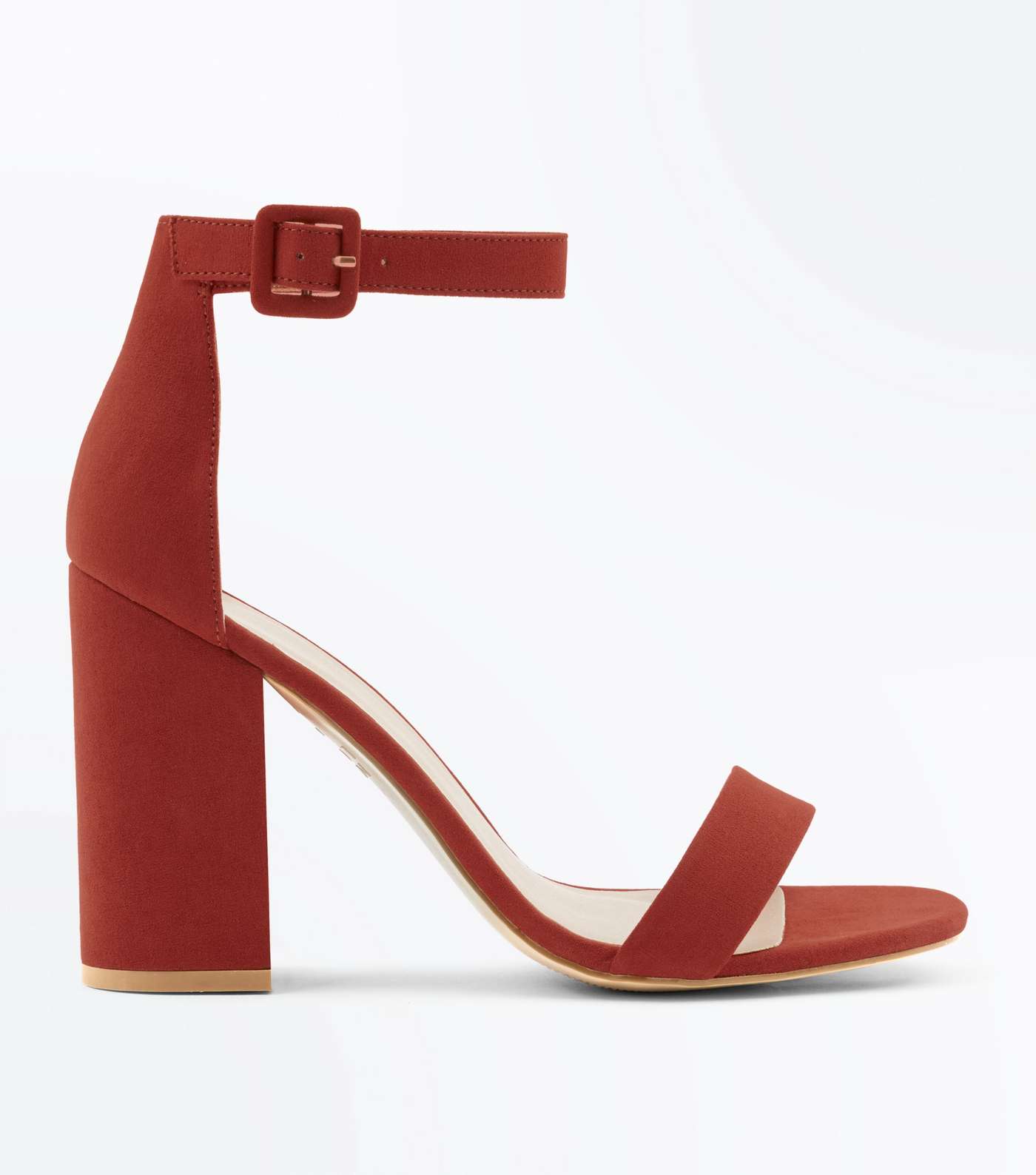 Rust Suedette Barely There Block Heels
