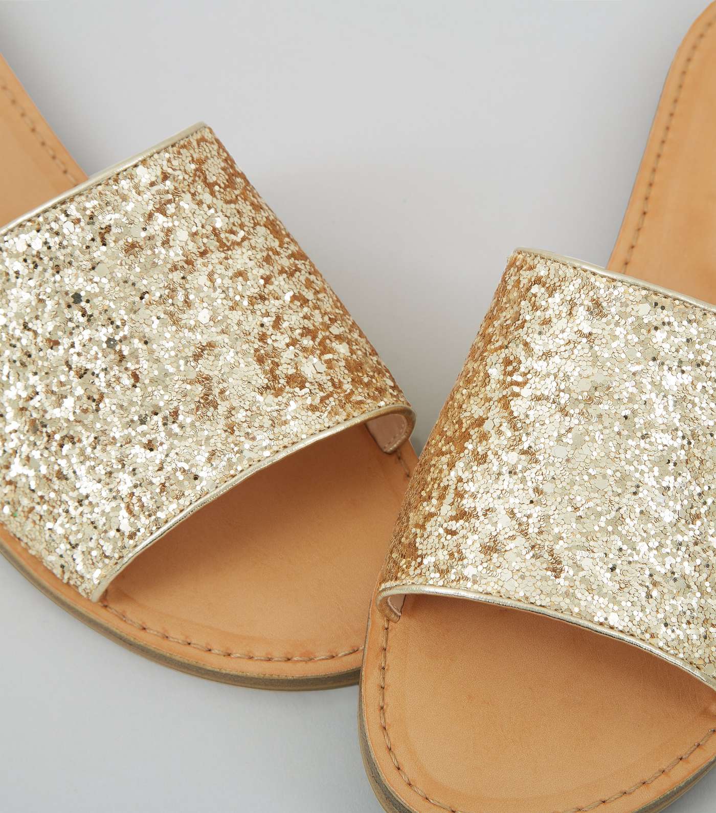 Wide Fit Gold Glitter Mules Image 4
