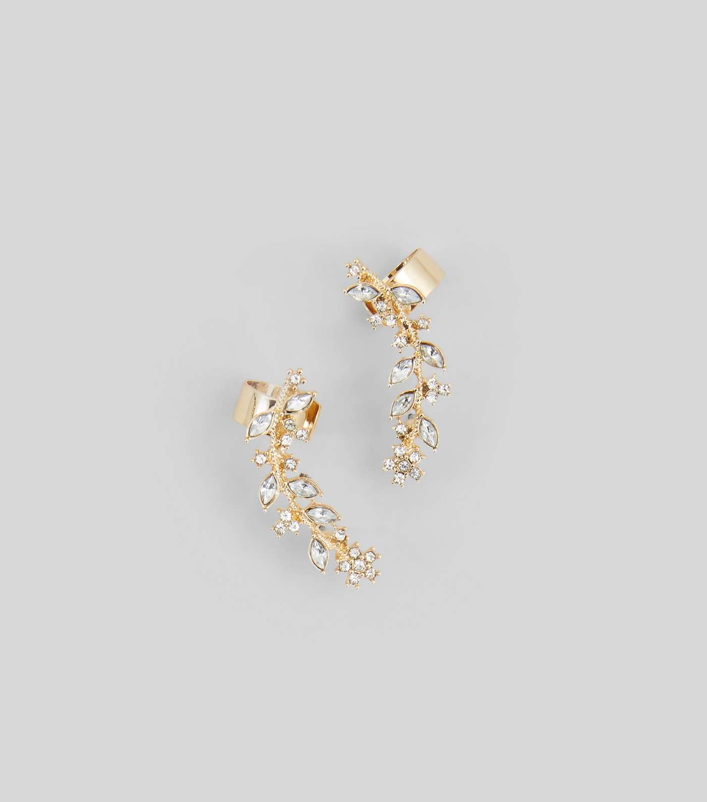 2 Pack Gold Crystal Leaf Ear Cuffs