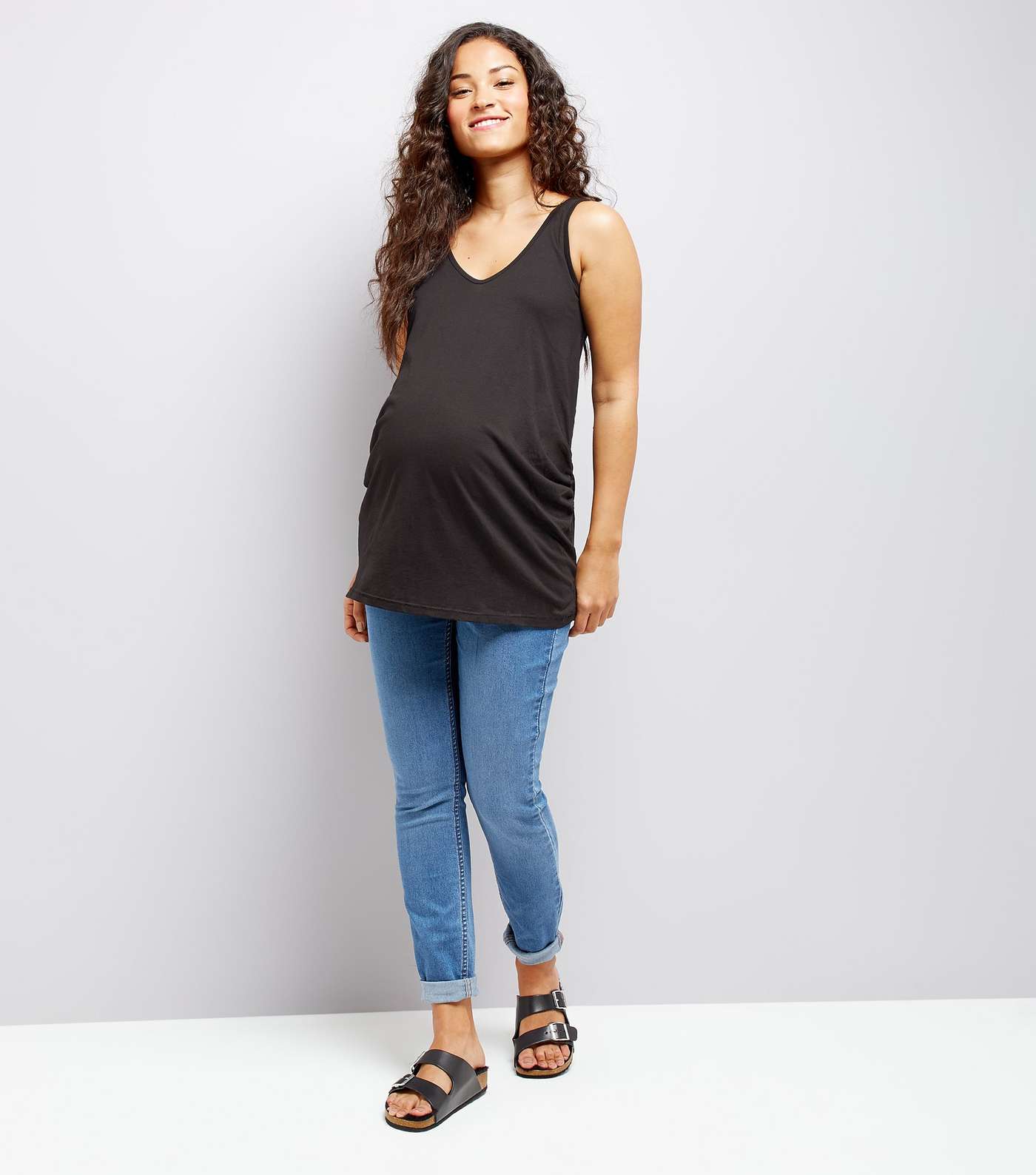 Maternity Black V Neck Longline Vest Image 2