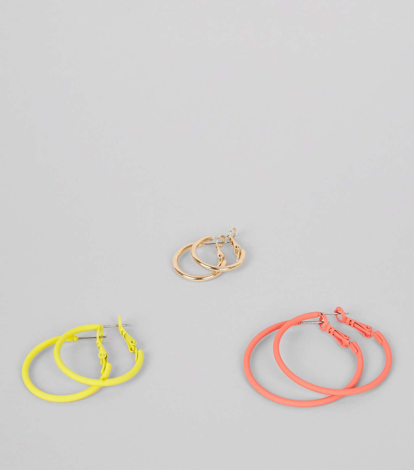 3 Pack Red Yellow and Gold Hoop Earrings