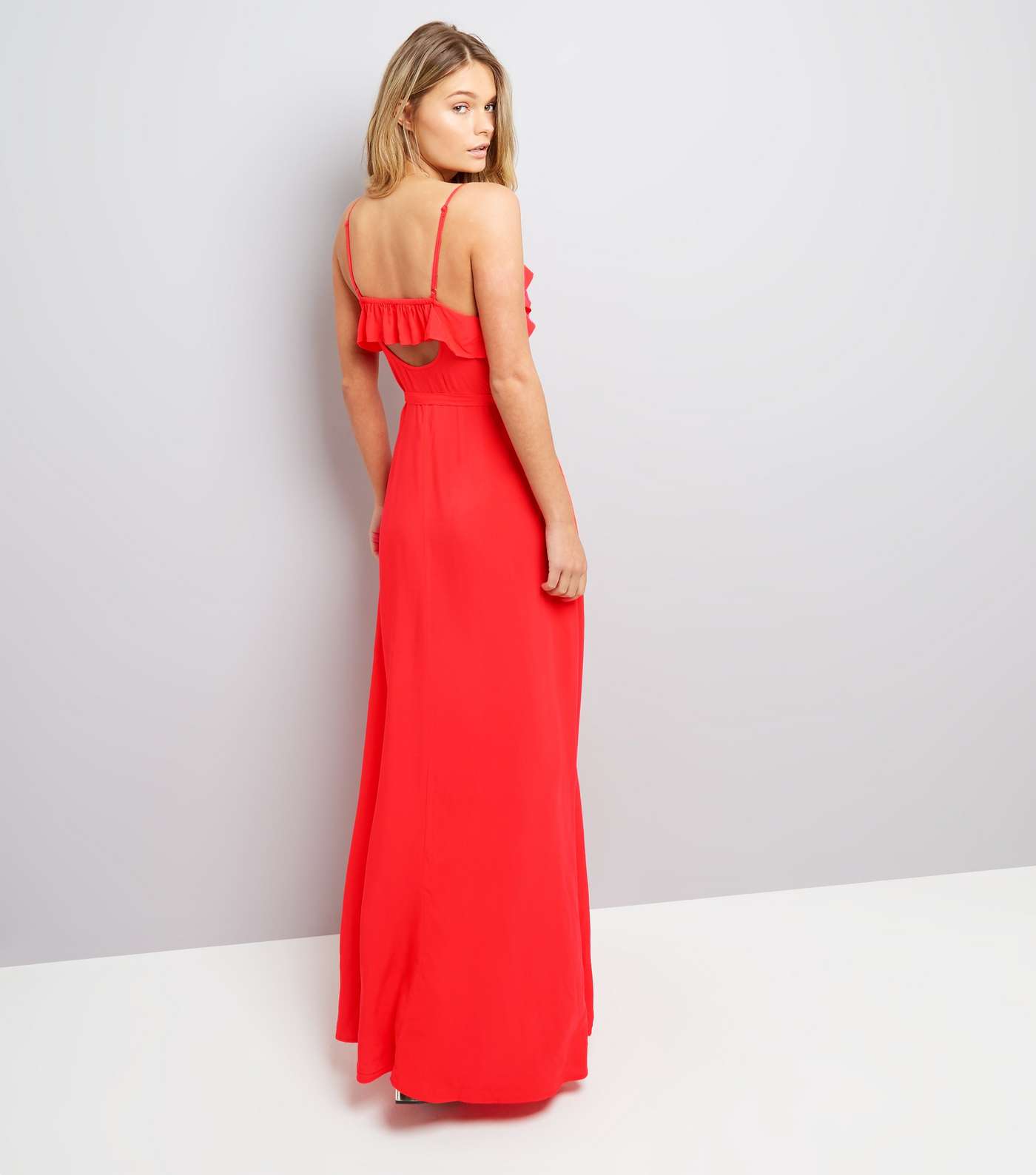 Red Frill Trim Maxi Dress Image 2