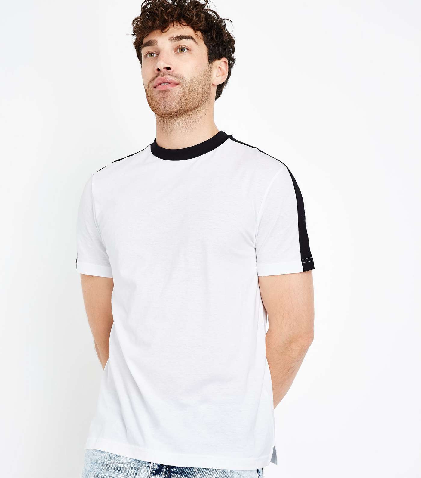 White Contrast Side Stripe T-Shirt