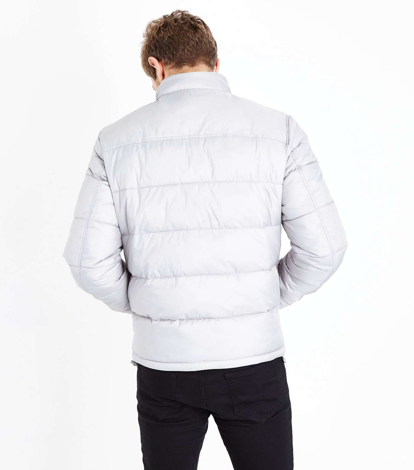 Pale Grey Puffer Jacket Image 3