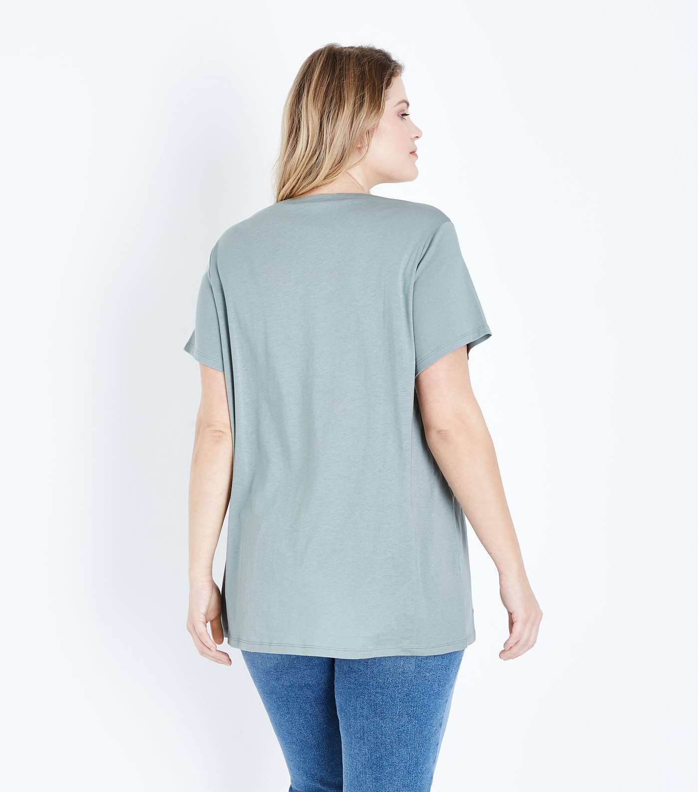 Curves Mint Green Scoop Neck T-Shirt Image 3