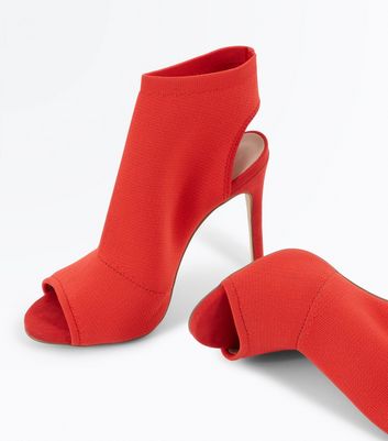 red peep toe sock boots