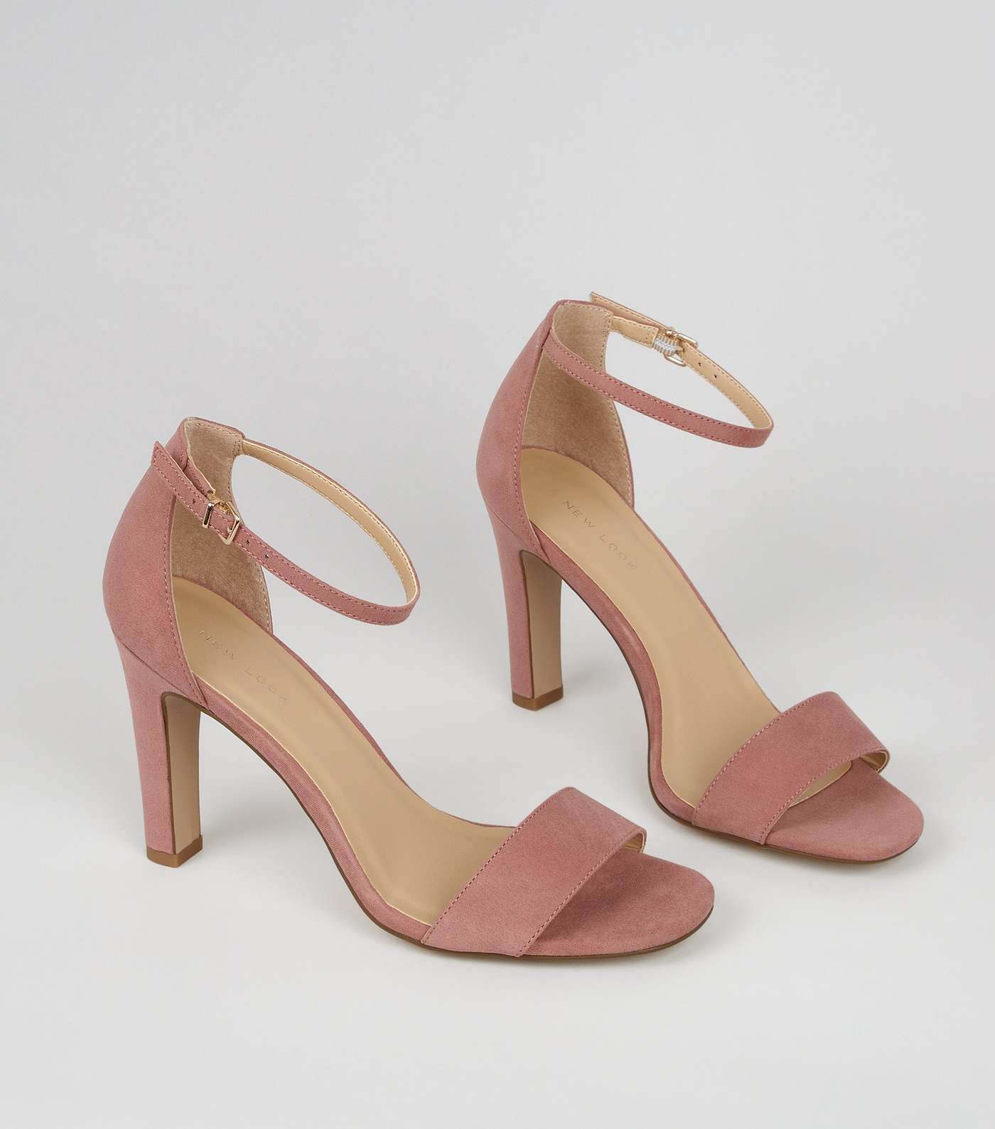 Pink Suedette Slim Block Heel Sandals Image 4