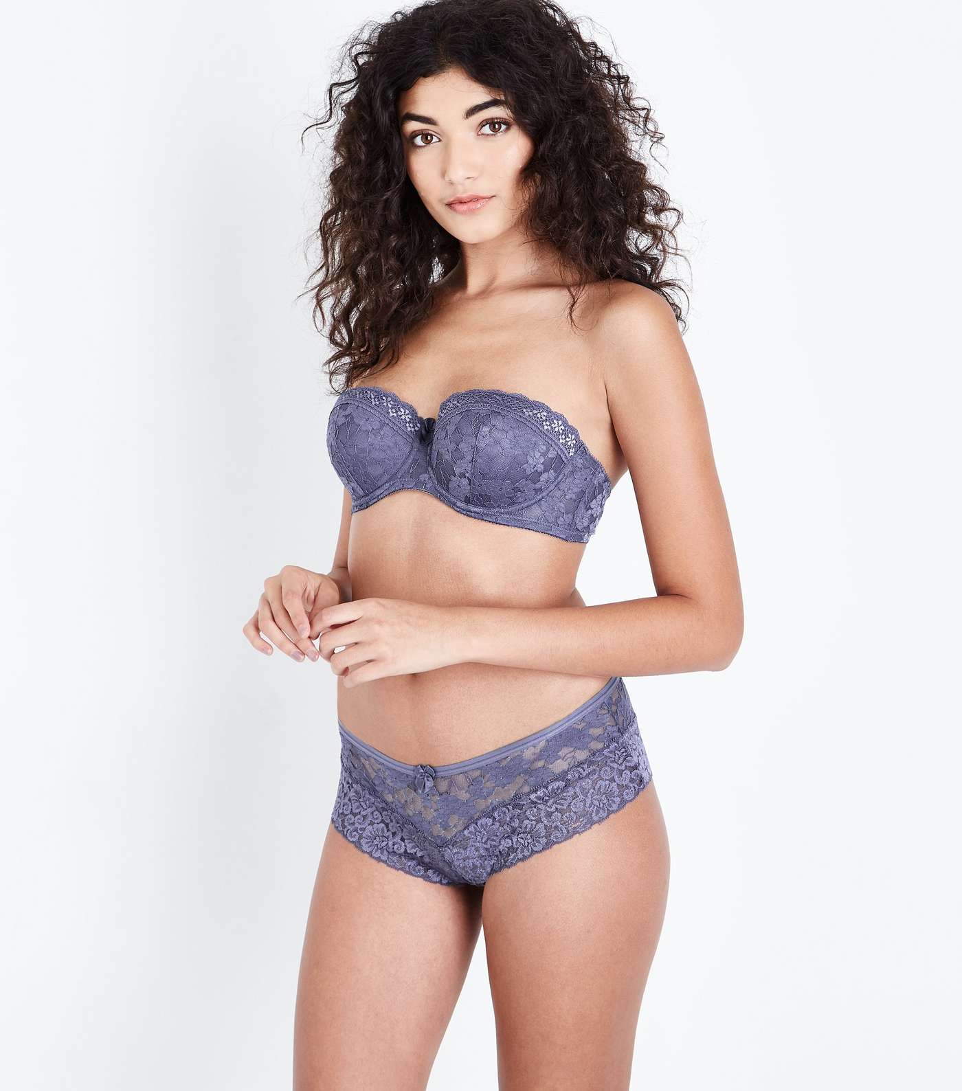 Lilac Lace Strapless Bra Image 3