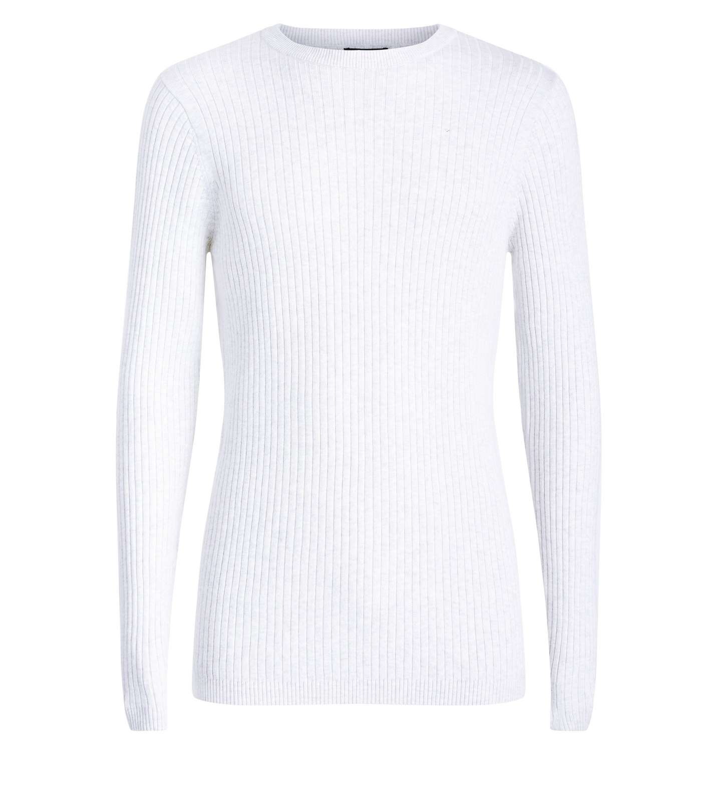 White Ribbed Muscle Fit Jumper Image 4