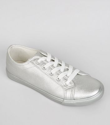 new look silver wide fit shoes
