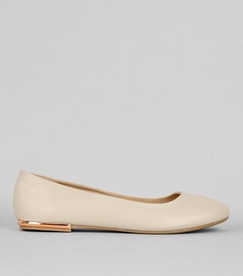 cream leather ballet pumps
