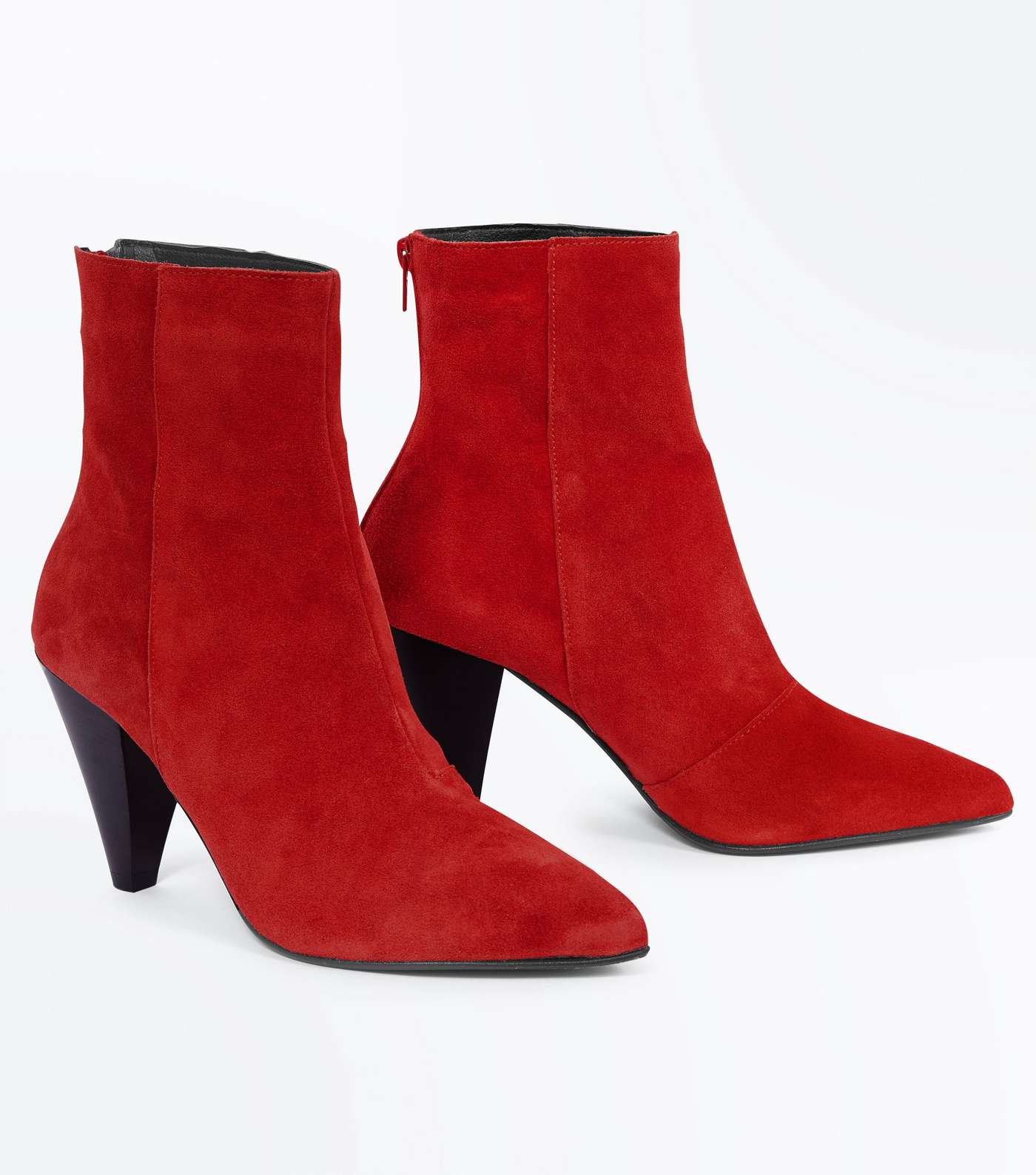 Red Leather Cone Heel Pointed Boots Image 4
