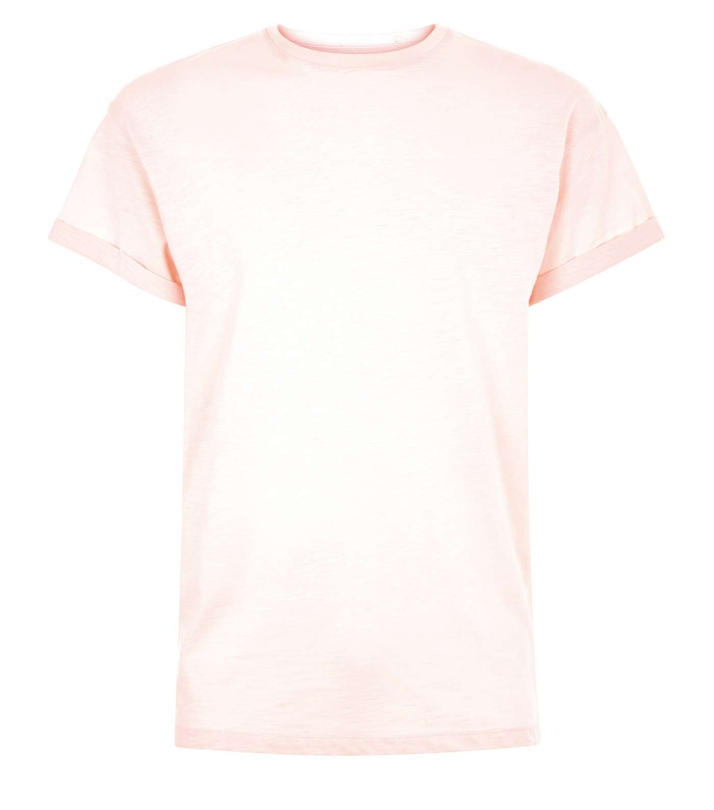 Pink Cotton Rolled Sleeve T-Shirt Image 4