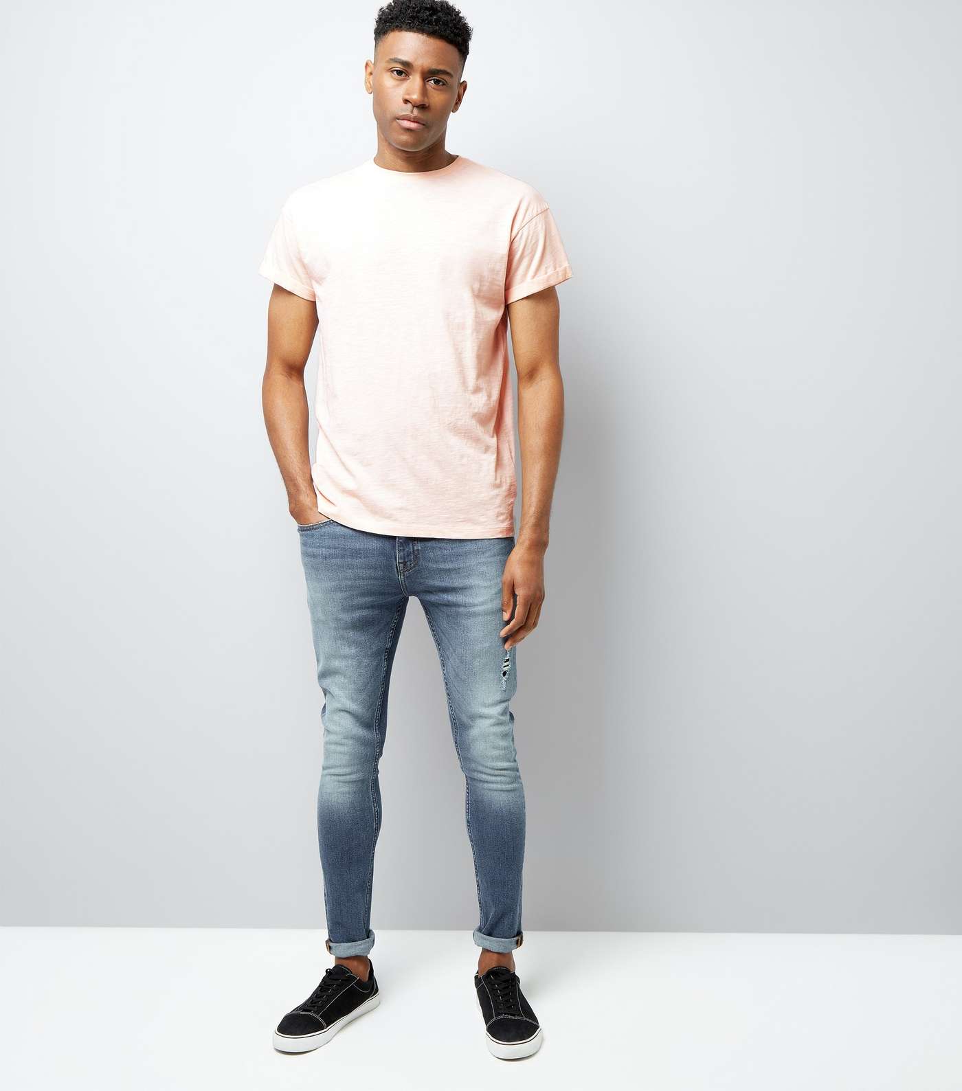 Pink Cotton Rolled Sleeve T-Shirt Image 2