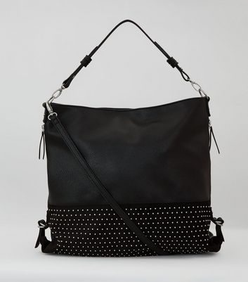 black studded slouch bag