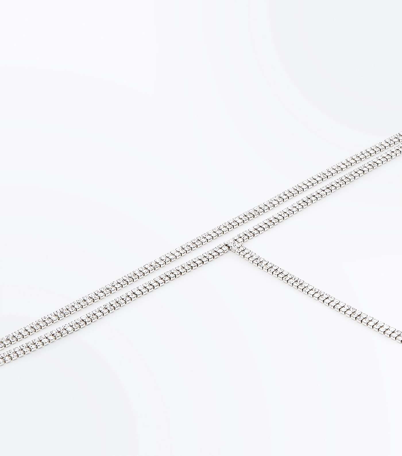Silver Diamanté Choker Drop Necklace Image 2