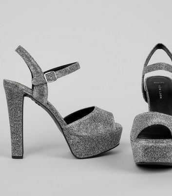 wide fit silver peep toe shoes