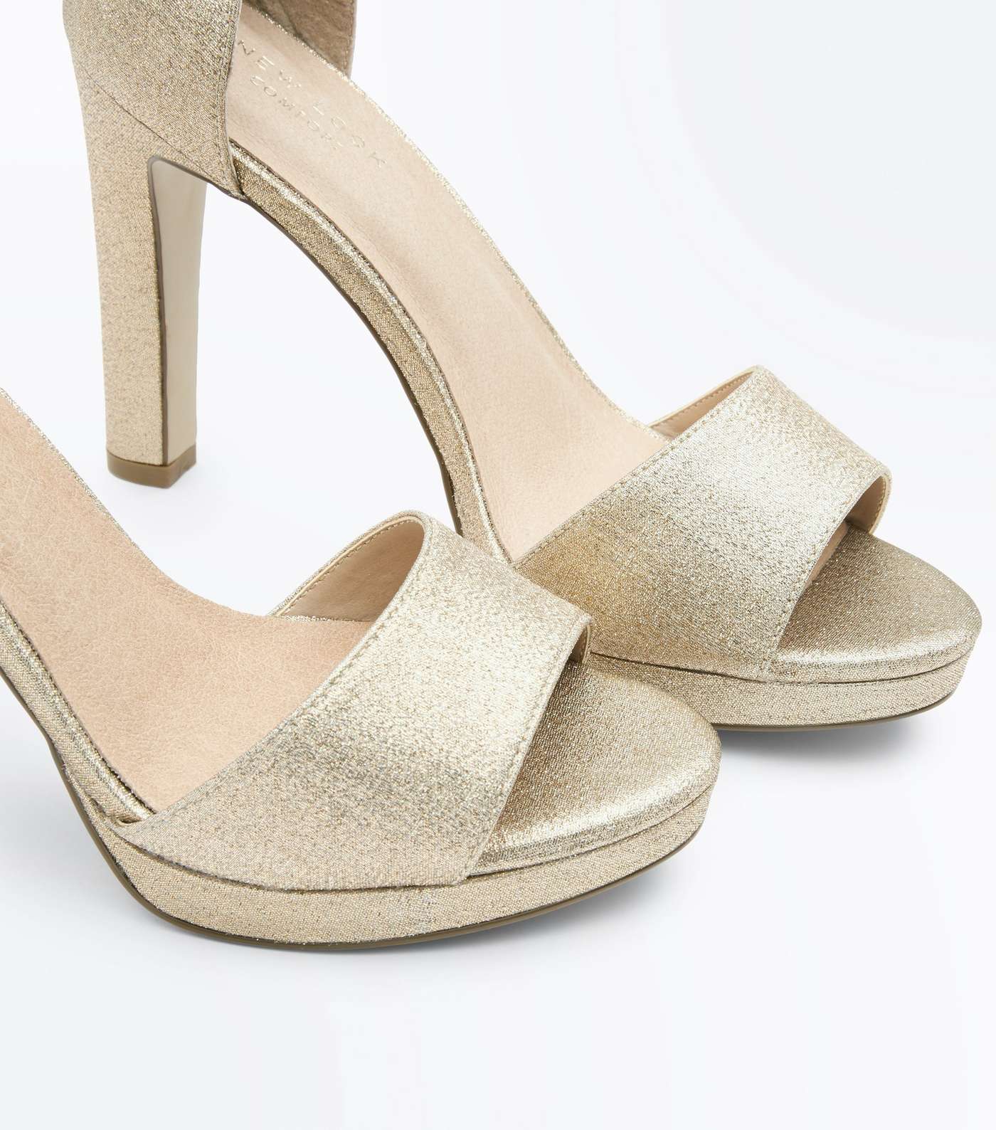 Gold Glitter Comfort Platform Block Heel Sandals Image 4