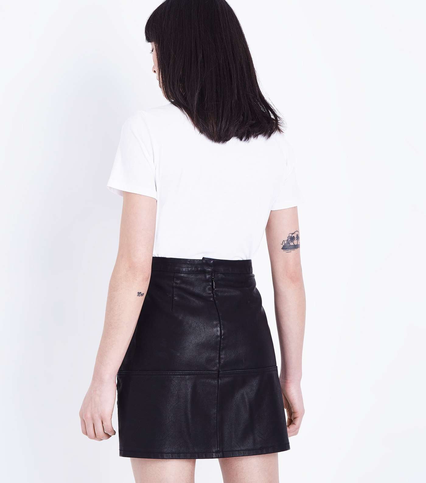 Black Leather-Look Mini Skirt Image 3