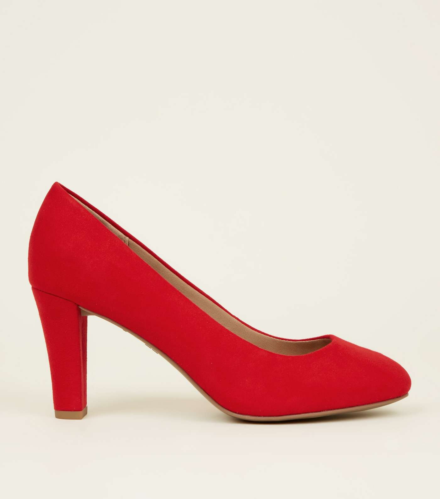 Red Comfort Flex Suedette Block Heel Court Shoes