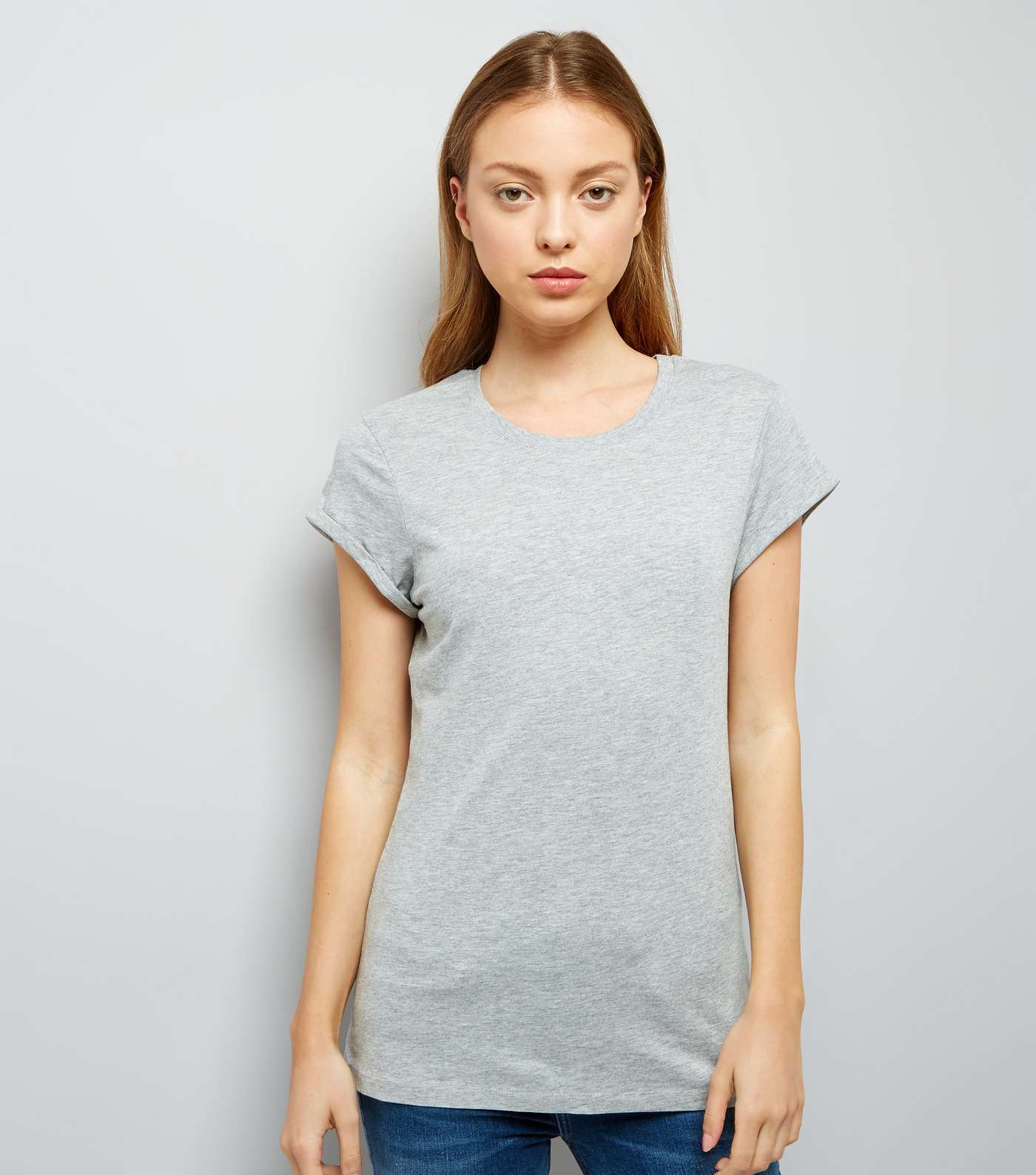 Grey Roll Sleeve T-Shirt