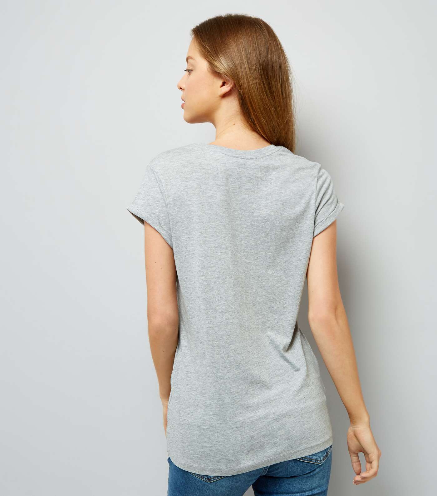 Grey Roll Sleeve T-Shirt Image 3