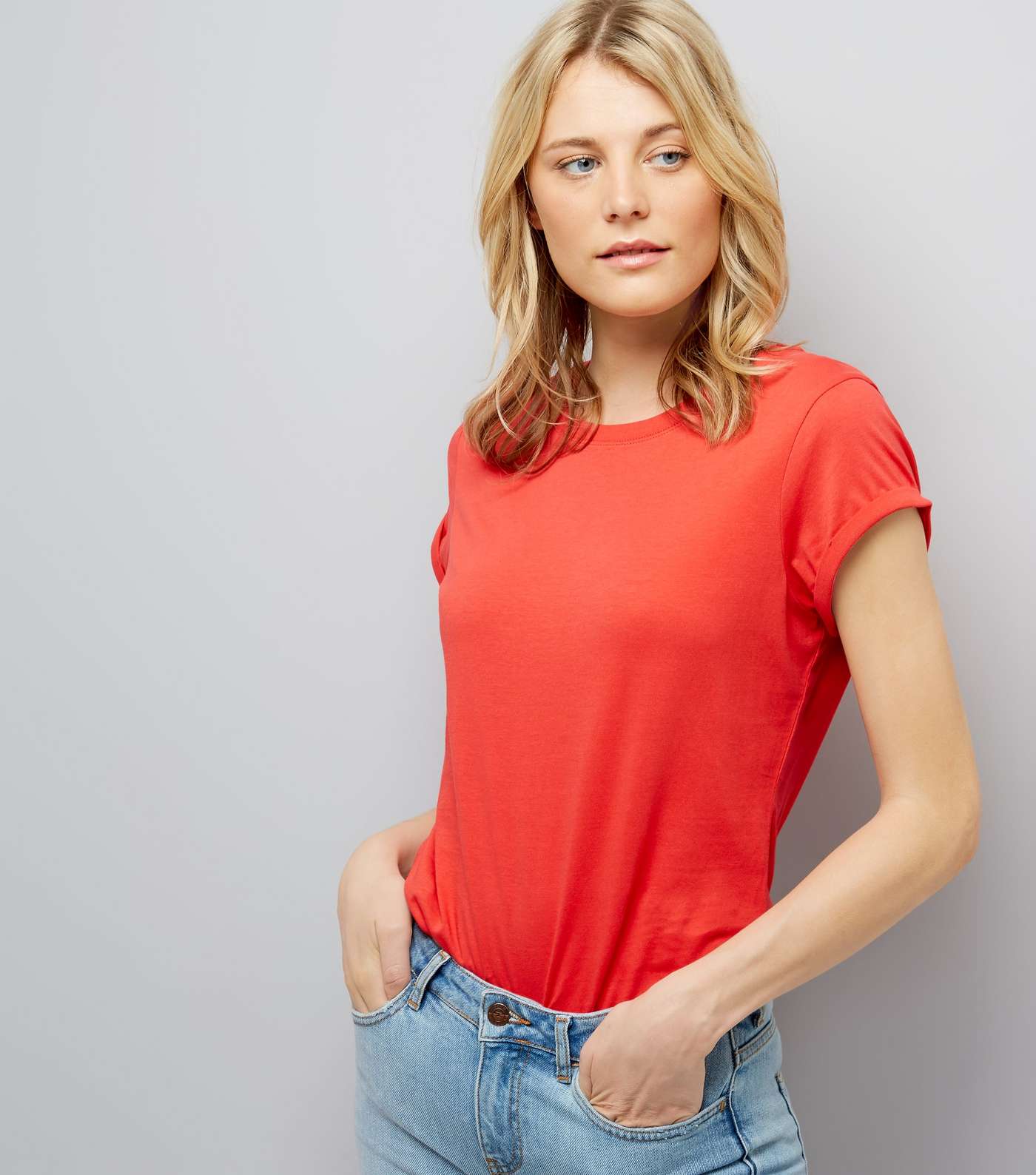 Tall Red Roll Sleeve T-Shirt