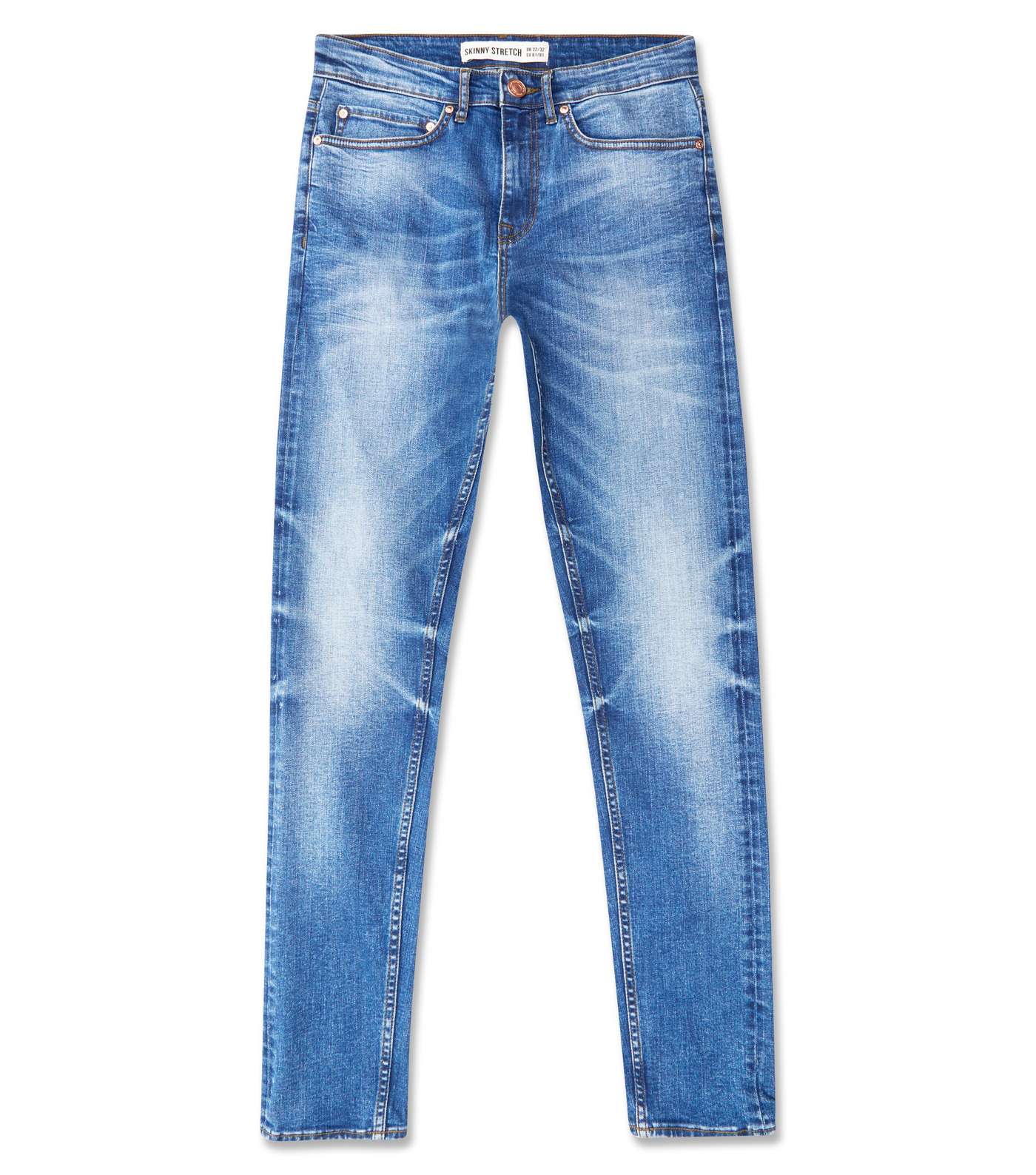 Blue Distressed Skinny Stretch Jeans Image 4