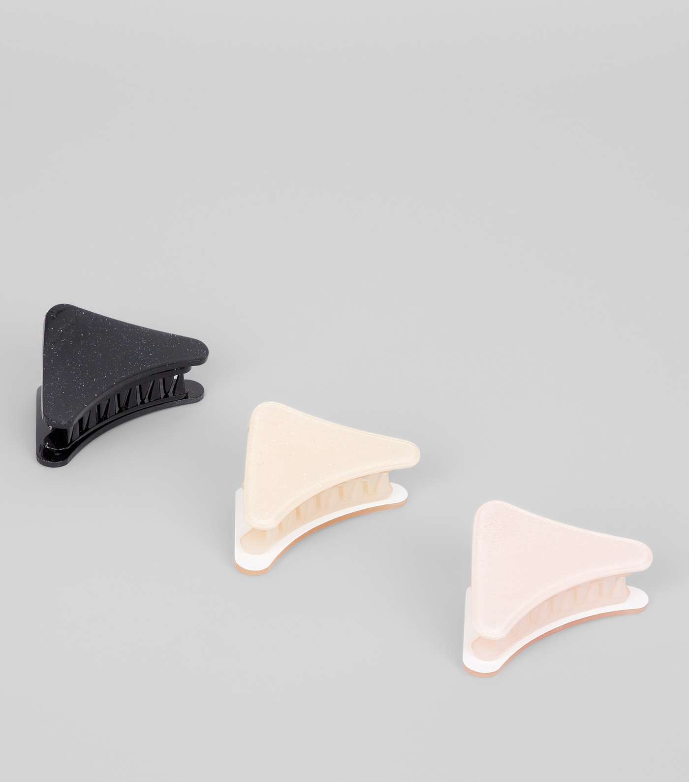 3 Pack Black, Nude And Pink Glitter Triangle Bulldog Clips