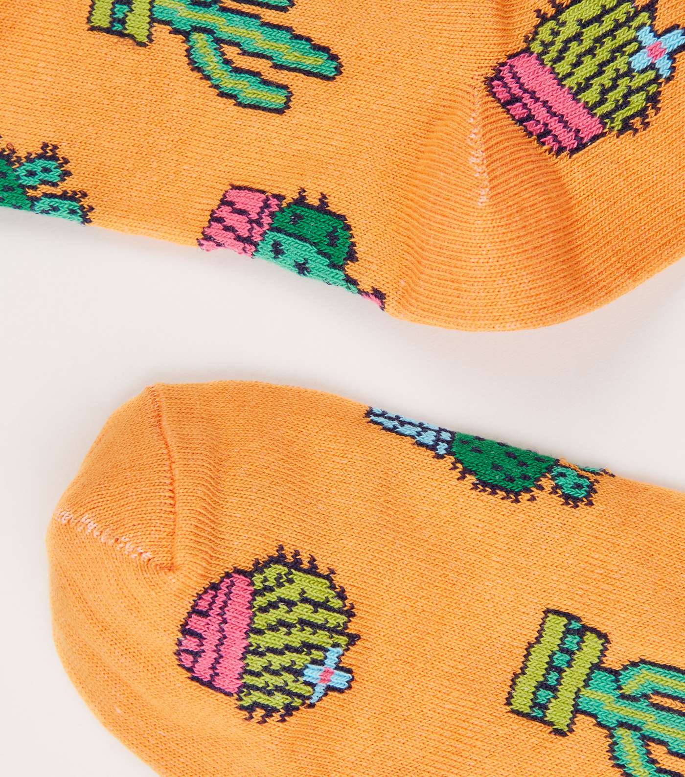 Orange Cactus Pattern Socks Image 3