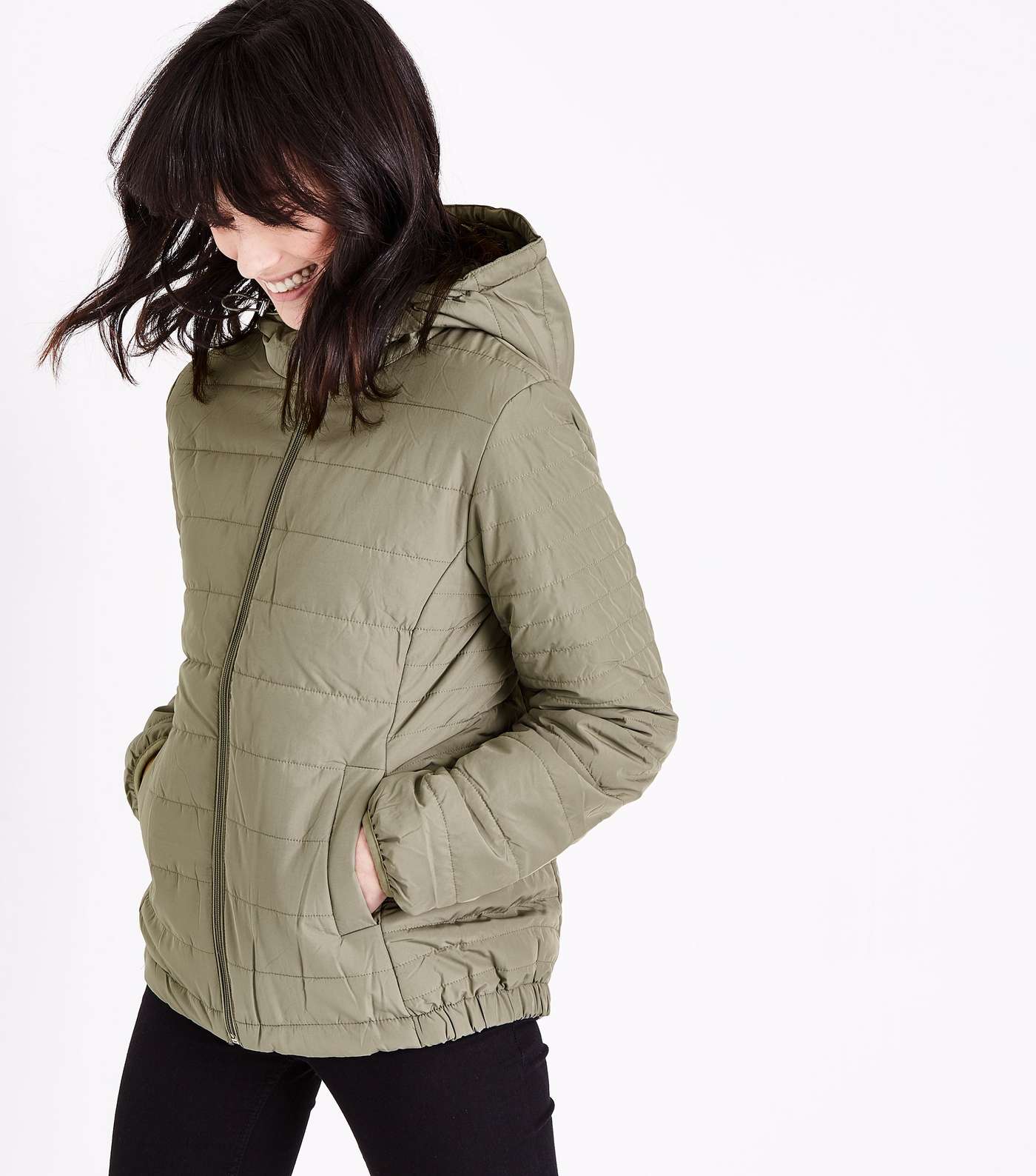 Olive Green Hooded Puffer Jacket 