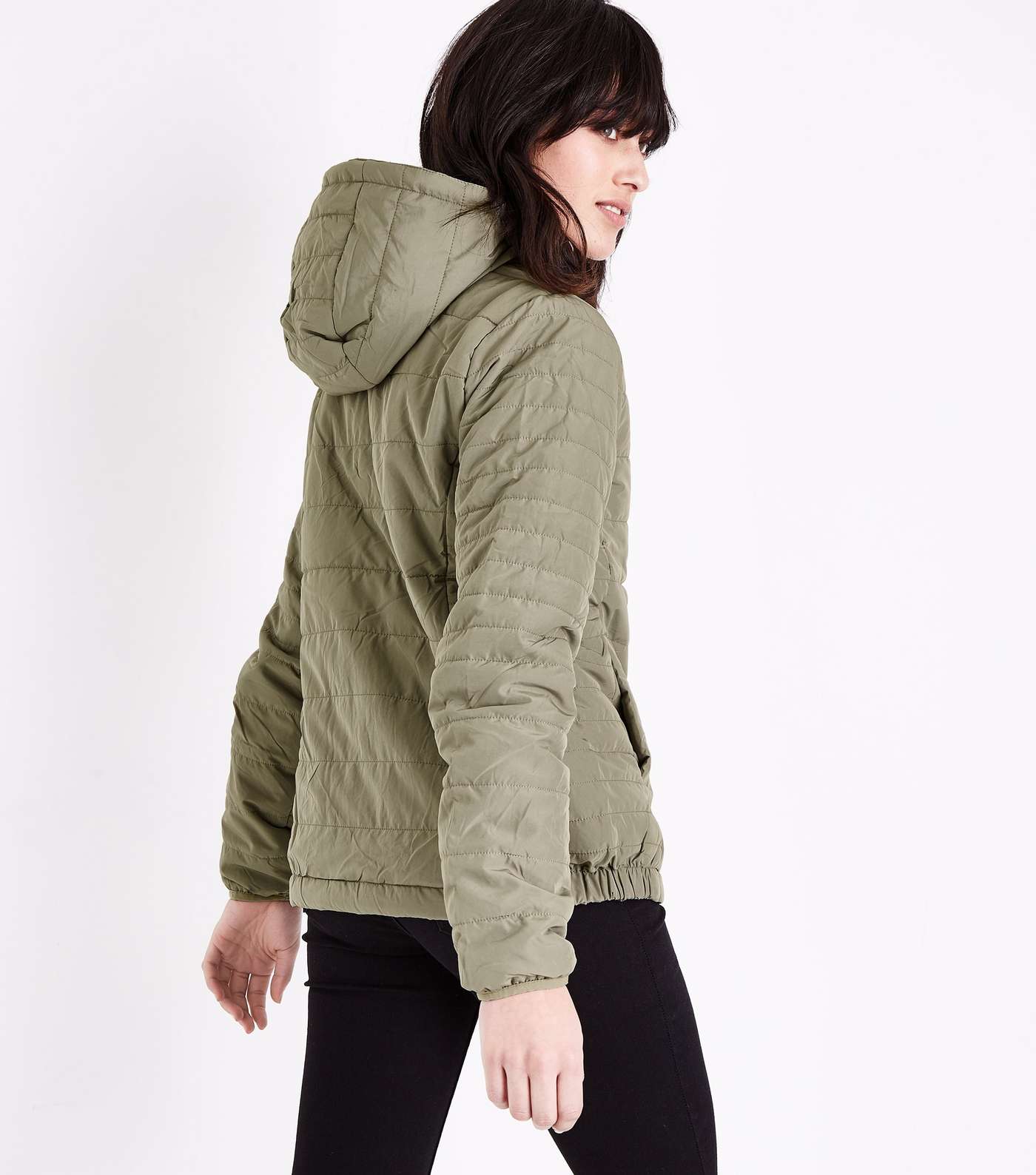 Olive Green Hooded Puffer Jacket  Image 3