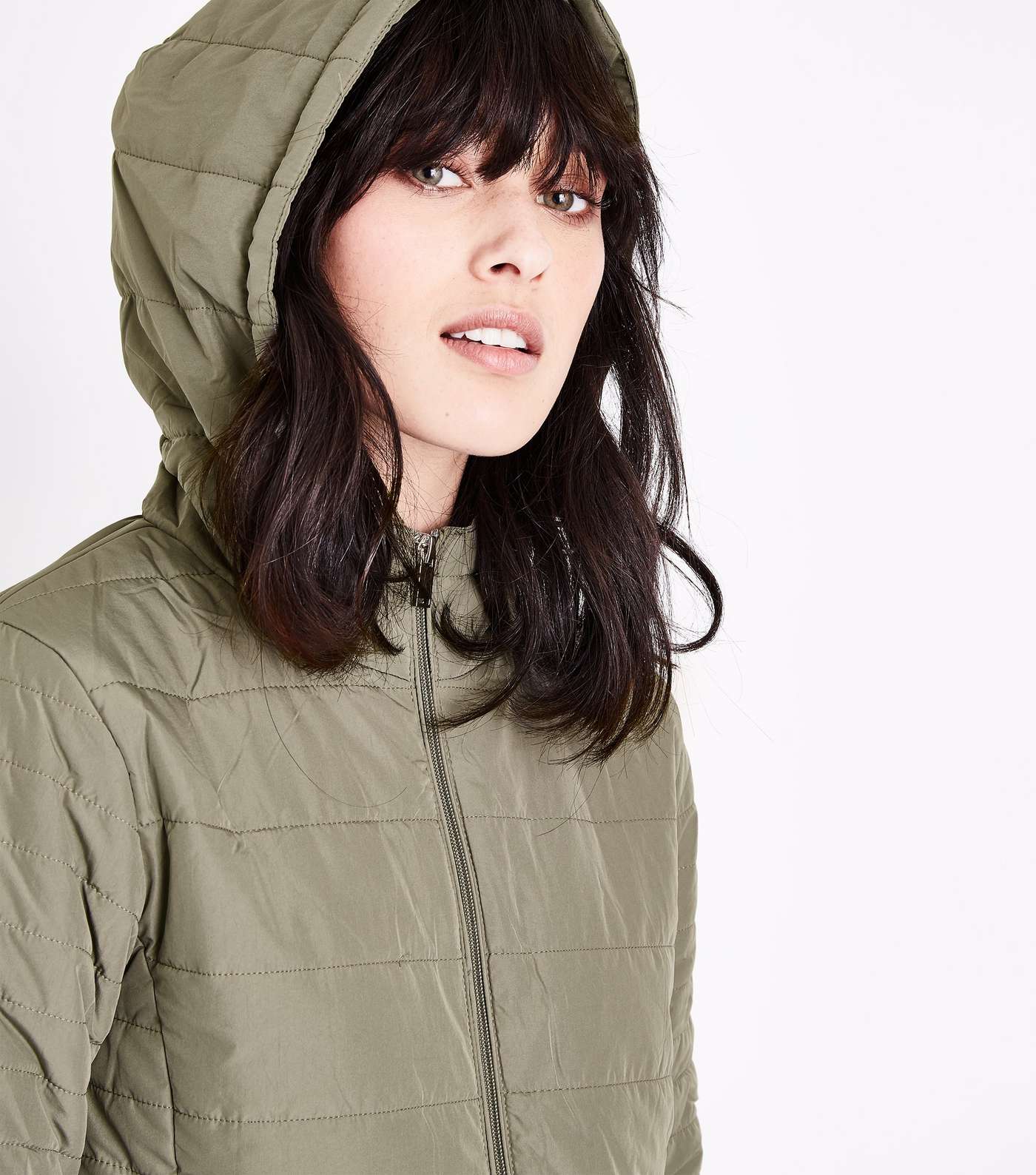 Olive Green Hooded Puffer Jacket  Image 5