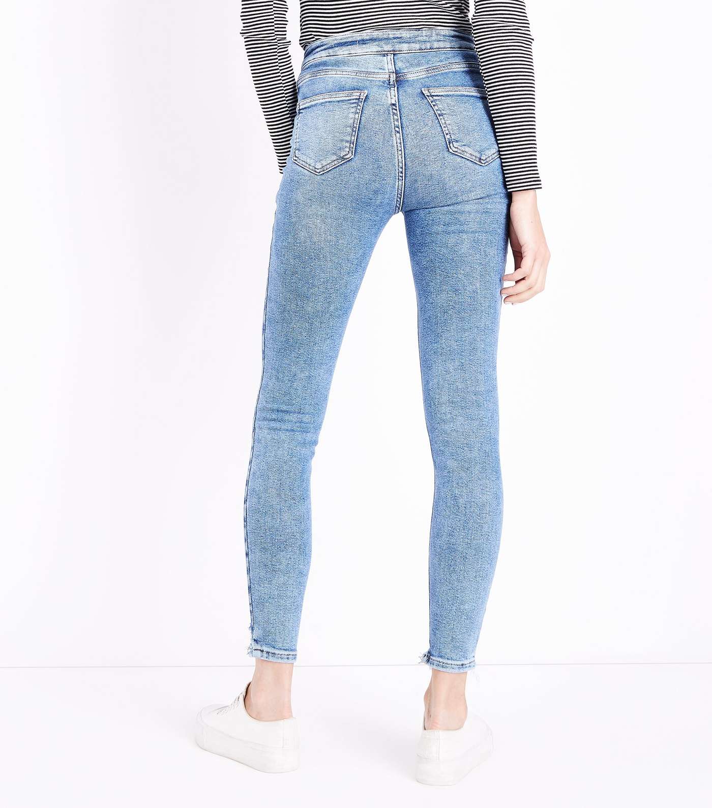 Blue Fray Hem High Waist Super Skinny Hallie Jeans Image 3