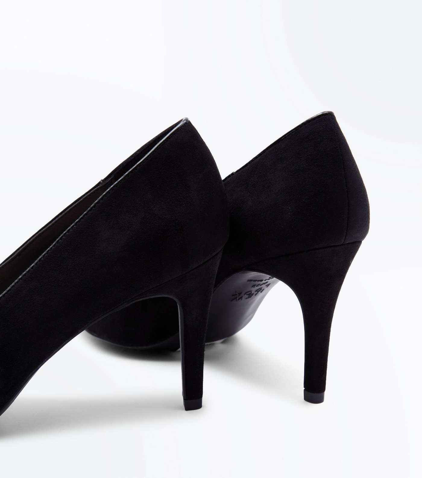 Black Comfort Flex Suedette Pointed Court Heels Image 6