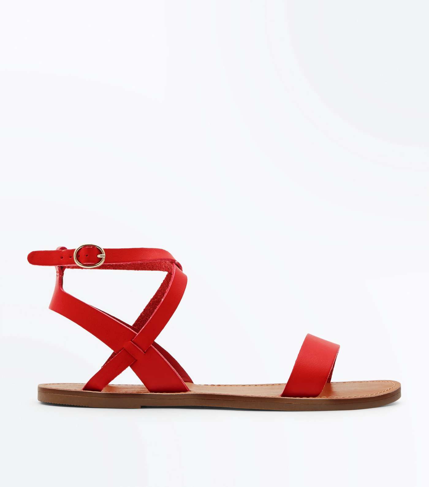 Red Ankle Cross Strap Sandals