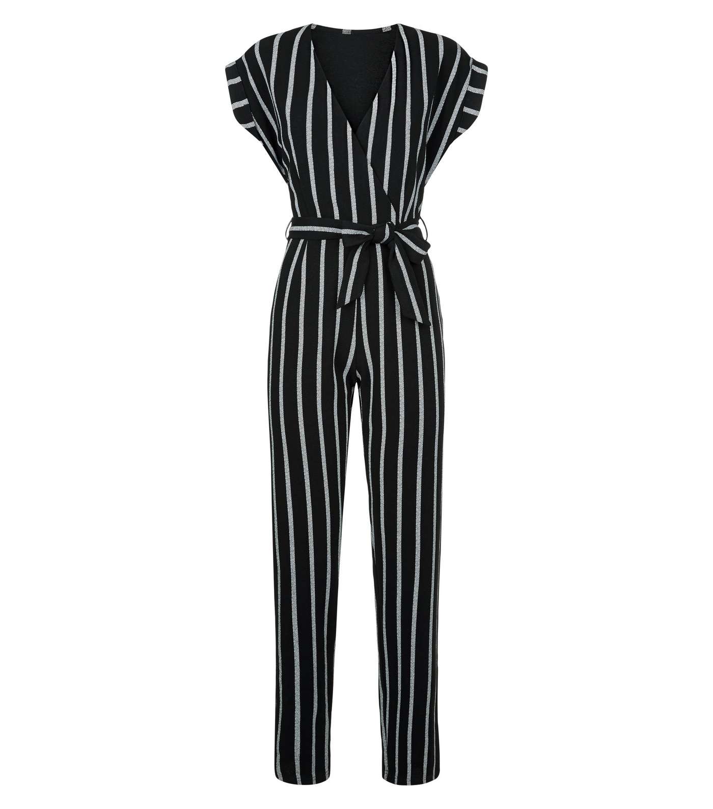 Mela Black Stripe Wrap Front Jumpsuit Image 3