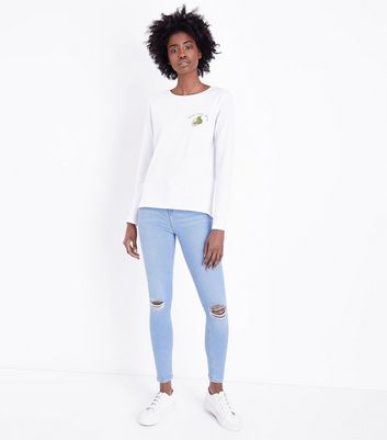 blue ripped high waist super skinny hallie jeans