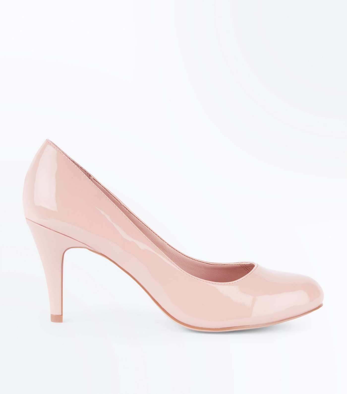 Wide Fit Nude Patent Round Toe Court Shoes