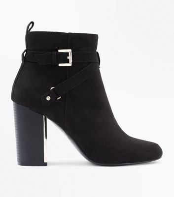 Women's Ankle Boots | Flat & Heeled Ankle Boots | New Look ... Black Suedette Metal Block Heel Ankle Boots