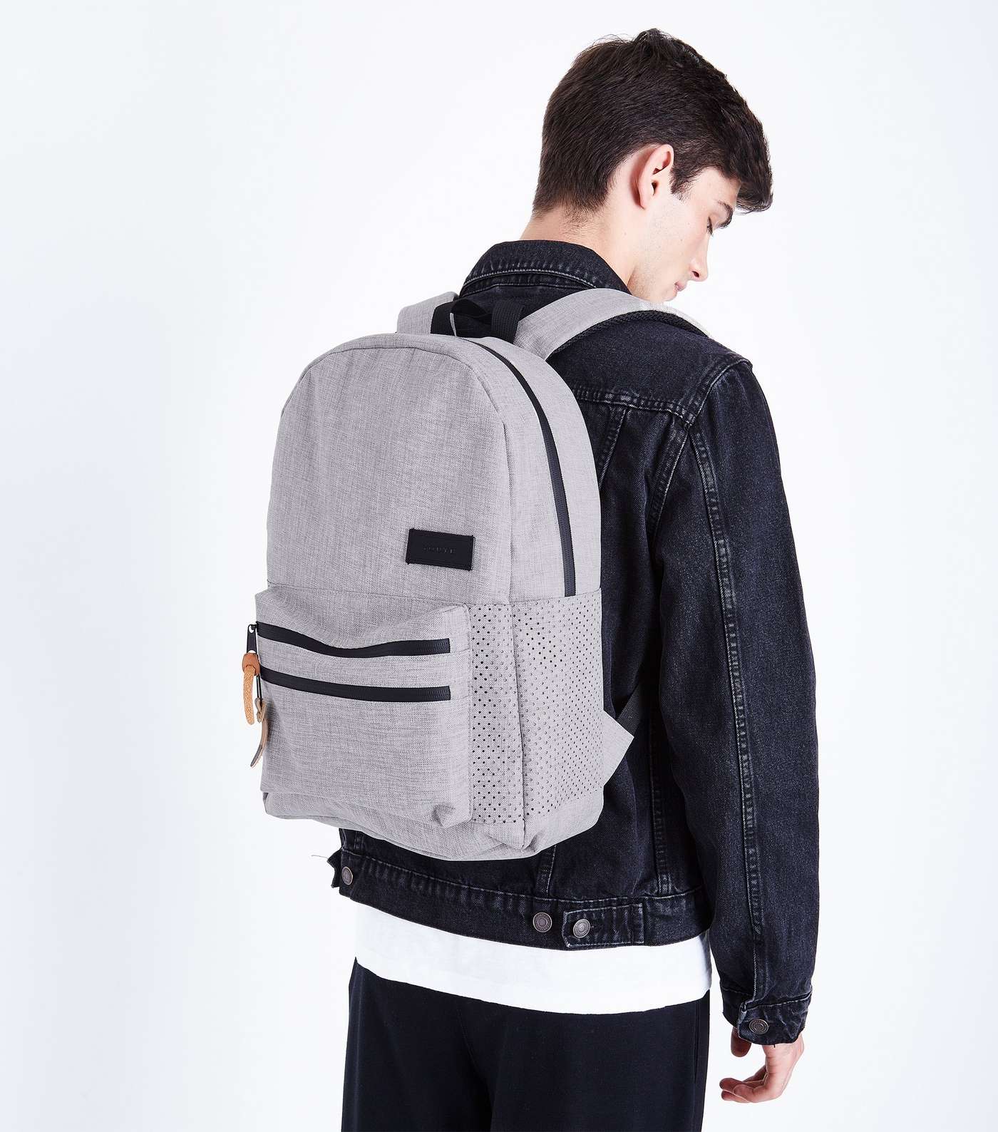 Pale Grey Perforated Side Backpack Image 2