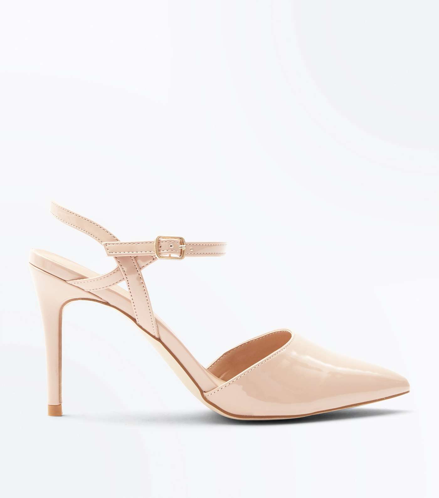 Nude Patent Ankle Strap Court Shoes